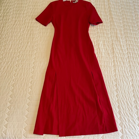 Zara Dresses & Skirts - NWT Zara Front Slit Midi Dress Bold Red Size XS